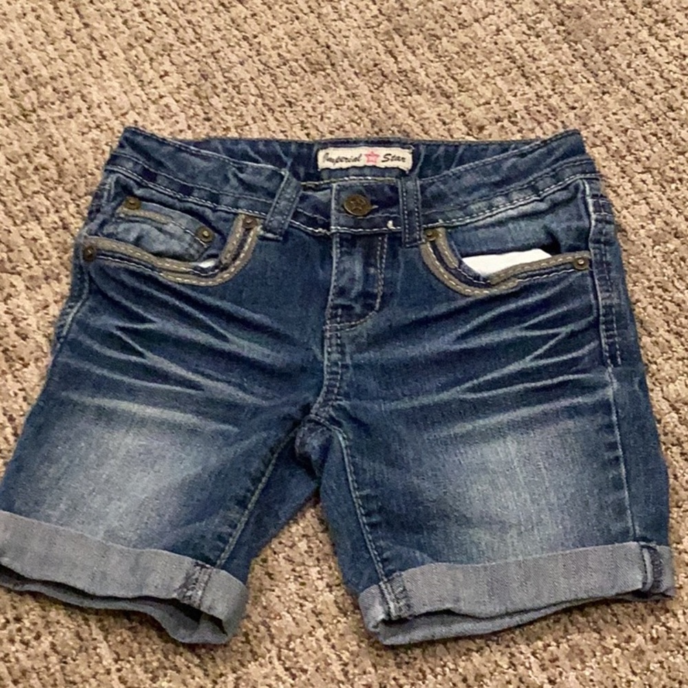 Young girl jean shorts, knee length